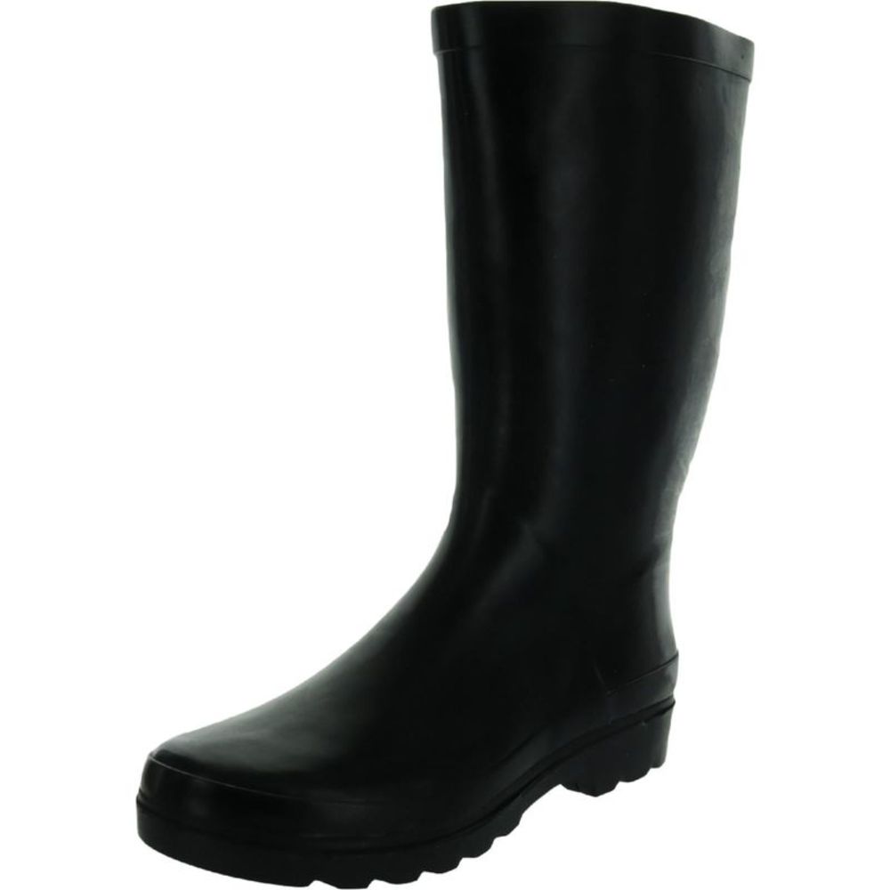 SUGAR Womens Black 1/2" Platform Waterproof Raffle Block Heel Rain Boots 7 M